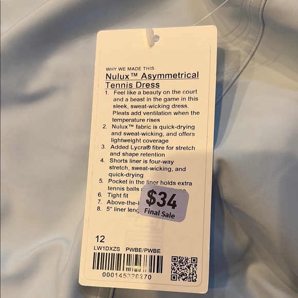Lululemon Nulux Asymmetrical Tennis Dress Light Blue - Picture 4 of 4